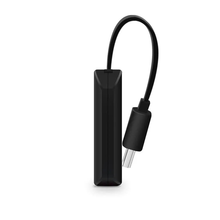 Black smart phone to TV HDMI dongle for wireless screen mirroring, 52mm by 26mm.
