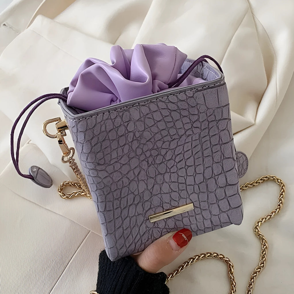 Korean one shoulder messenger bucket bag with fashion chain in various colours