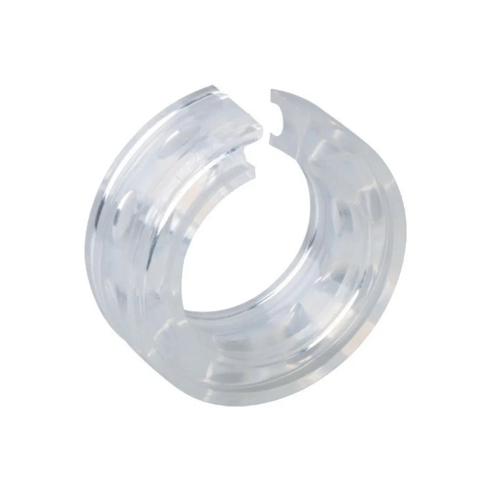Two transparent rubber shock absorbers for car springs, shown with size measurement diagram.