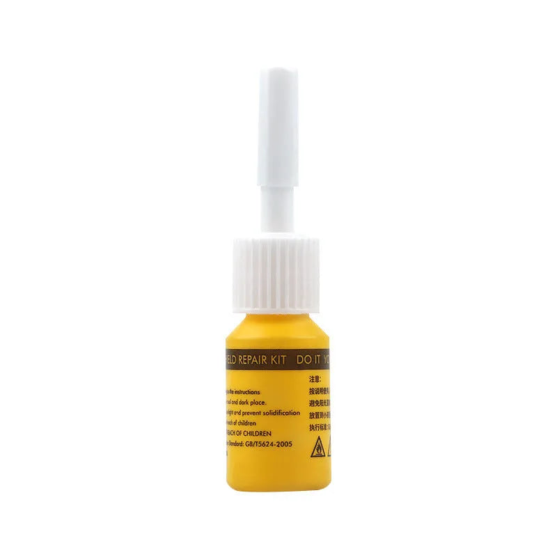 Yellow car windscreen repair kit tool set for DIY windshield chip and crack repair