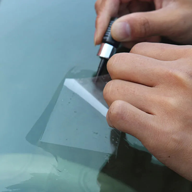 Yellow car windscreen repair kit tool set for DIY windshield chip and crack repair