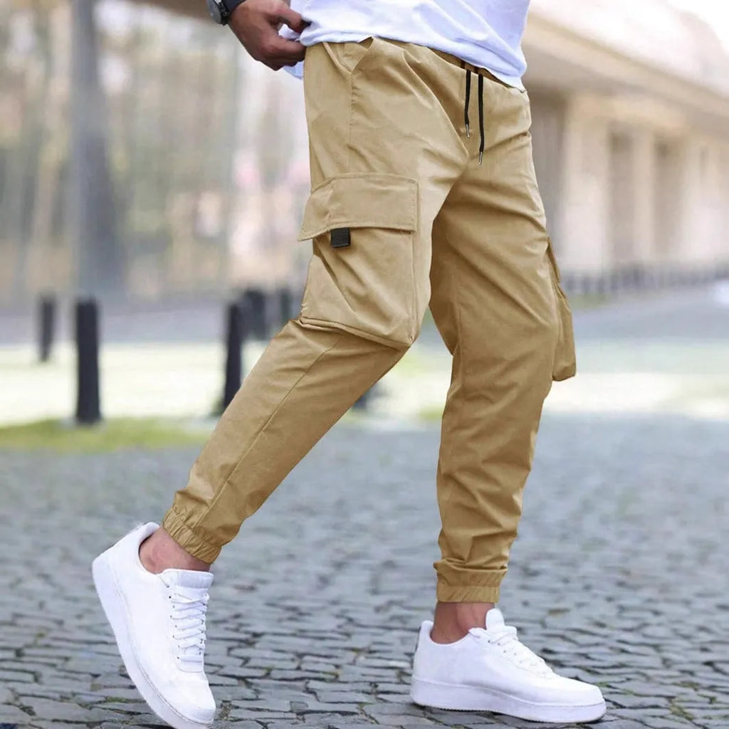Solid colour polyester fibre workwear casual track pants with drawstring elastic waist, available in multiple colours