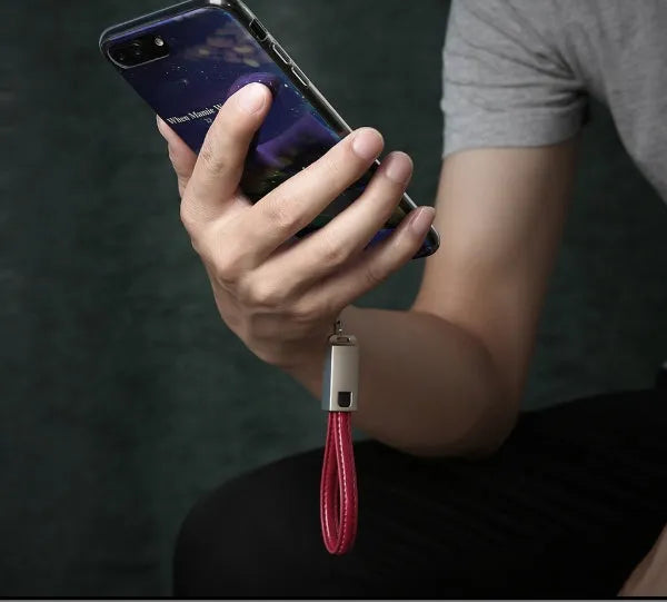 20cm Leather USB to Lightning charging cable with Zinc Alloy connector in three colour options