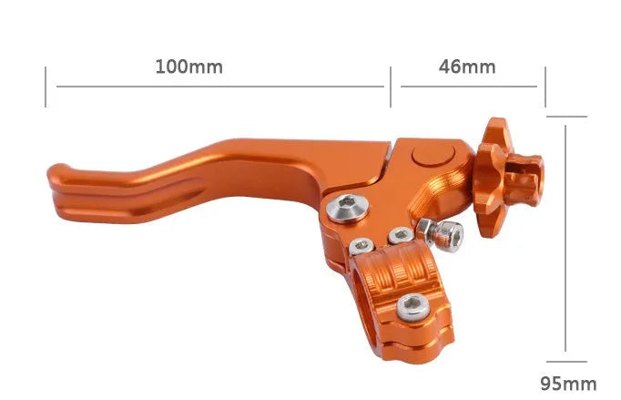 Aluminium alloy two finger motorcycle clutch lever in red colour on a black background.
