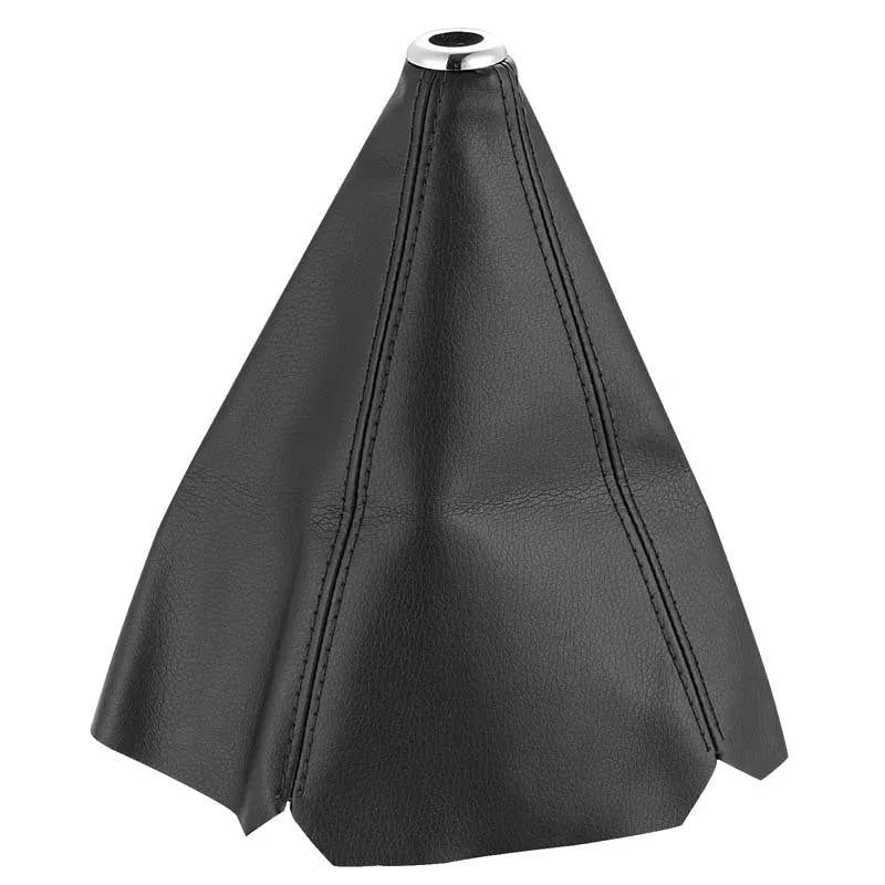 Black PU leather dirt-proof gear lever cover with coloured stitching line options displayed