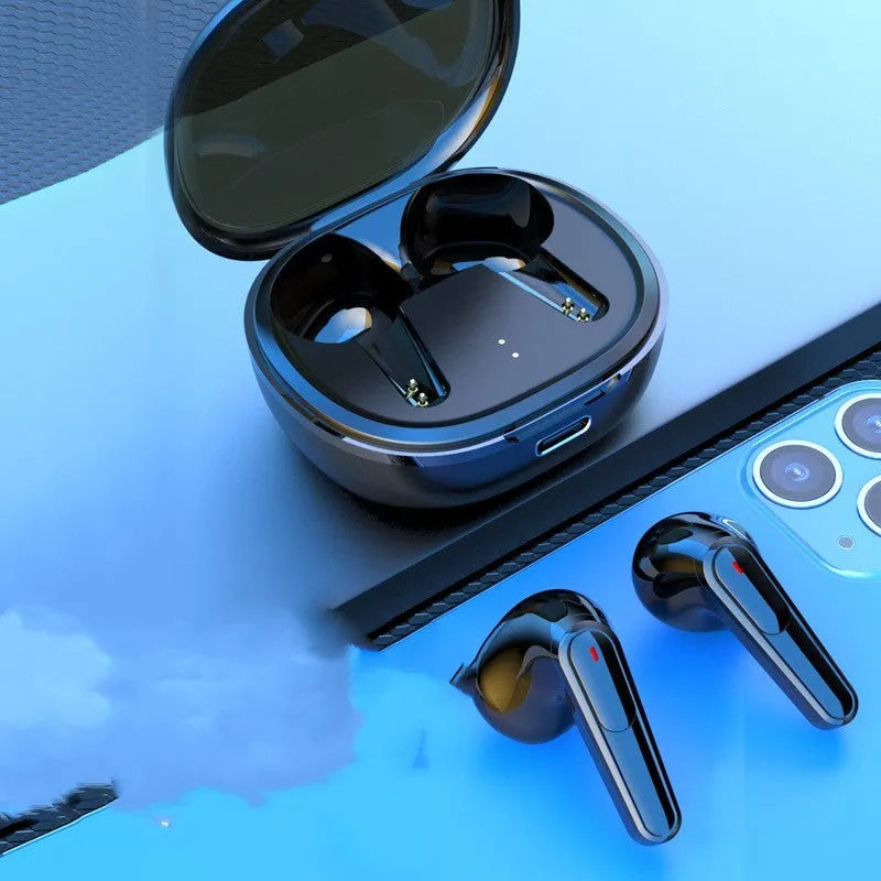 Black Bluetooth wireless headset with noise reduction and in-ear design