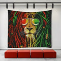 Lion tapestry wall hanging European style polyester lion king art in a living room setting