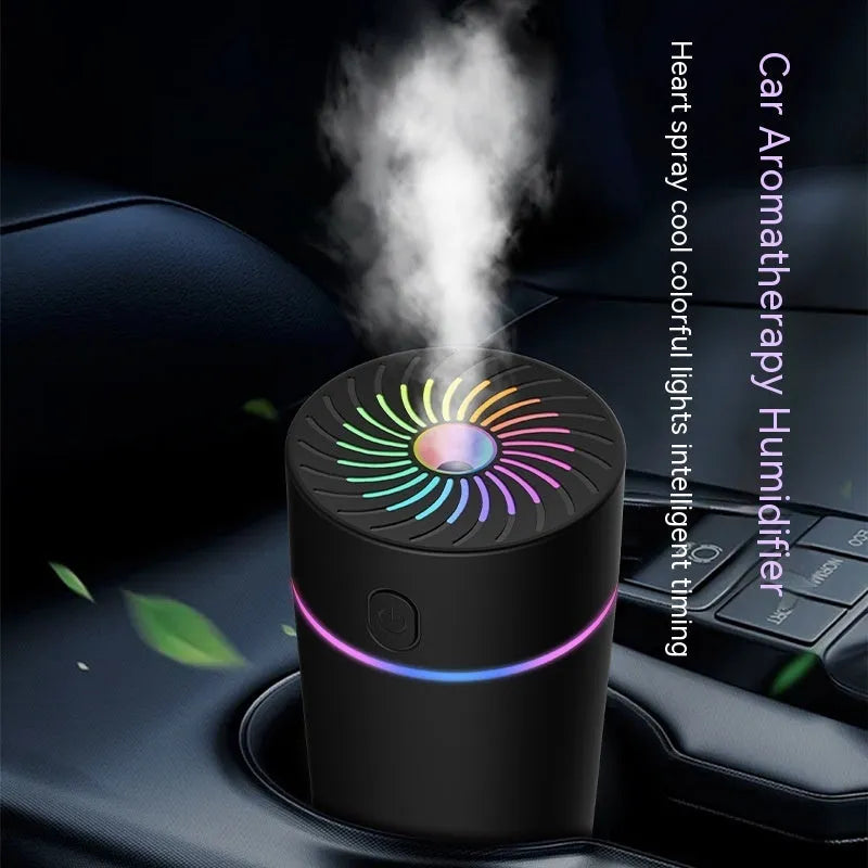 Compact car USB humidifier with aromatherapy function in black or white colour options