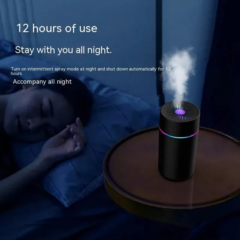 Compact car USB humidifier with aromatherapy function in black or white colour options
