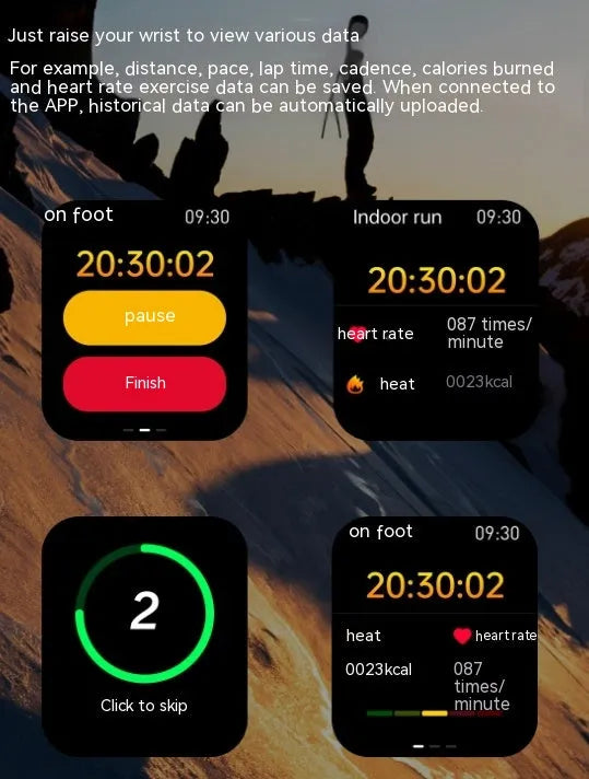 Smart watch with Bluetooth calling heart rate body temperature sensors on wrist display showing health data