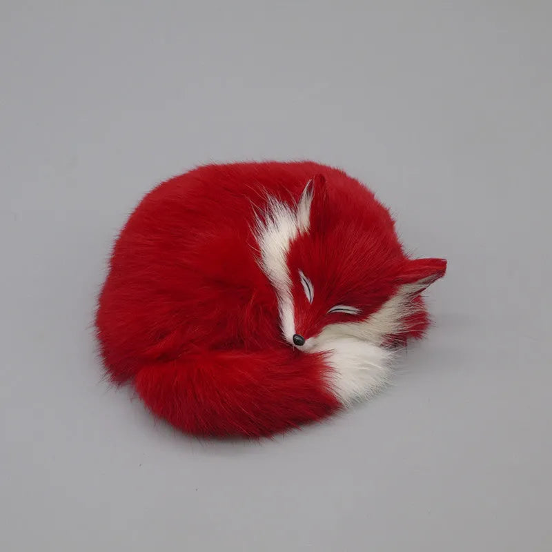 Artificial fox fur handicraft decoration in red, white, or yellow, measuring 15cm by 9cm by 11cm