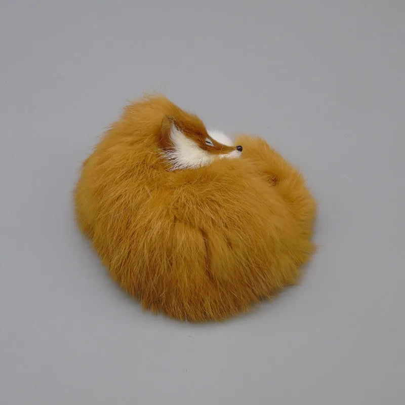 Artificial fox fur handicraft decoration in red, white, or yellow, measuring 15cm by 9cm by 11cm