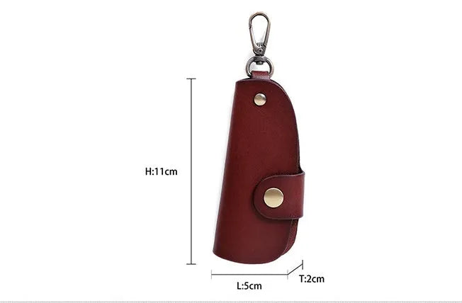 Genuine leather key storage bag for car keys in short size, shown in black.