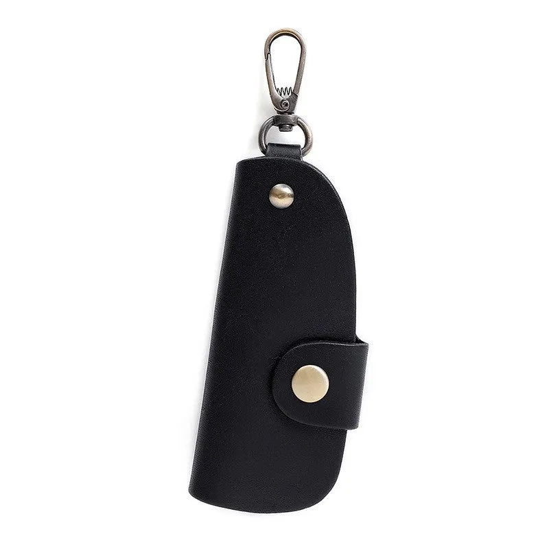 Genuine leather key storage bag for car keys in short size, shown in black.