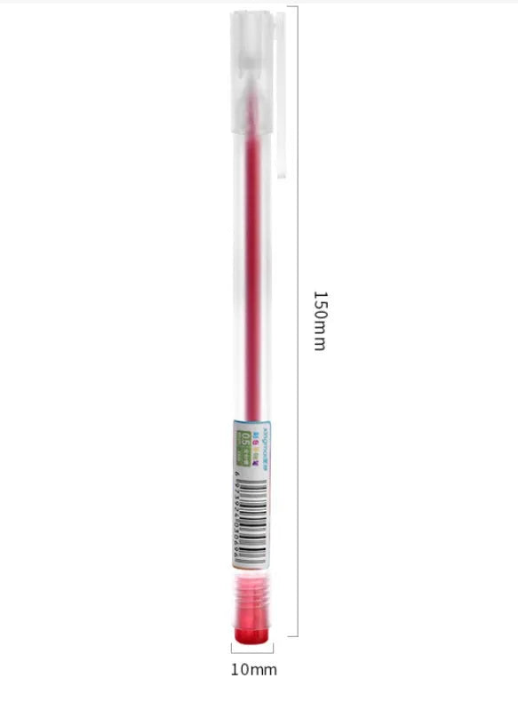 Boxed set of 12 multi-coloured gel pens with 0.5mm plastic tips for stationery
