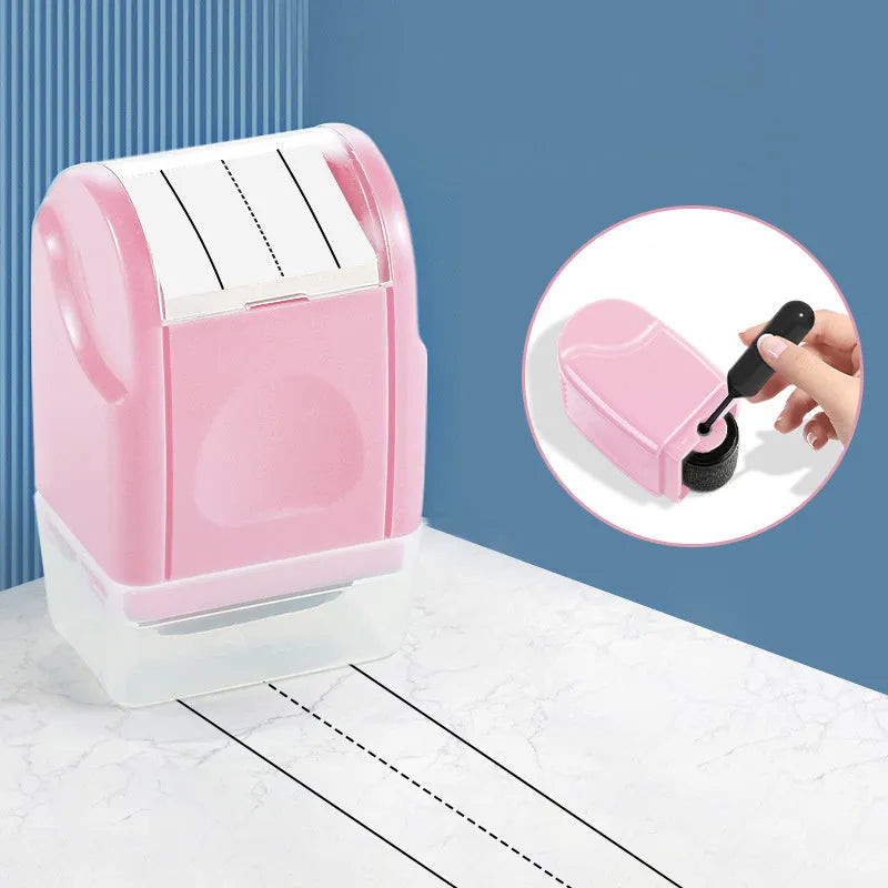 Rectangular plastic roller seal for teaching with multi-colour ink options.