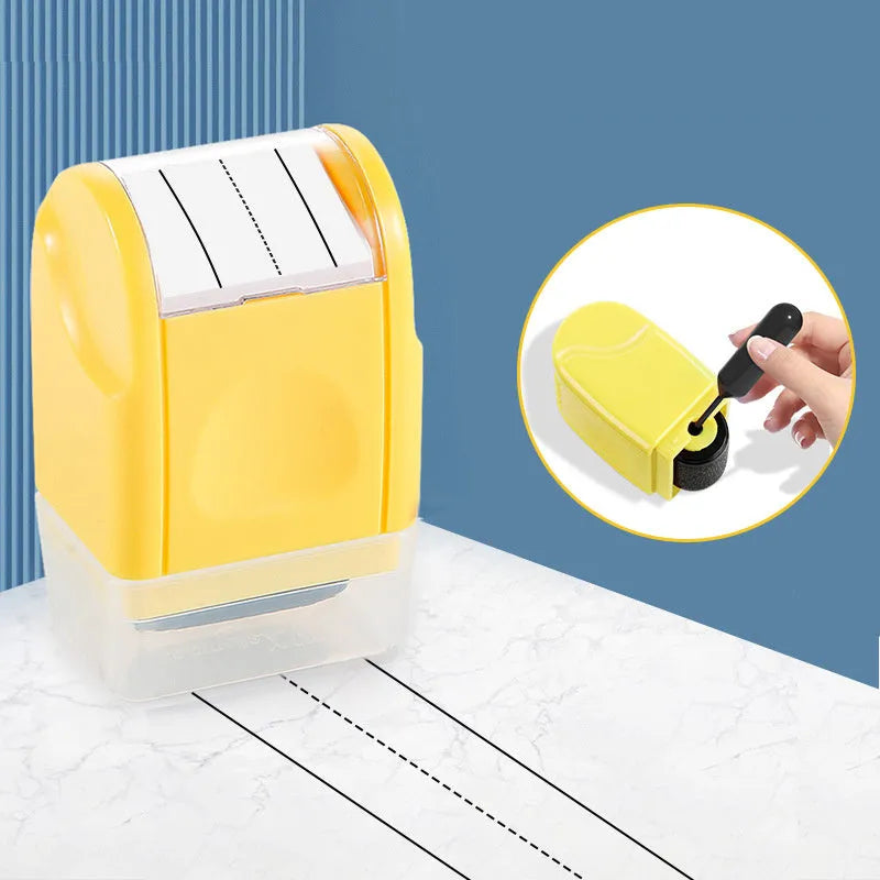 Rectangular plastic roller seal for teaching with multi-colour ink options.