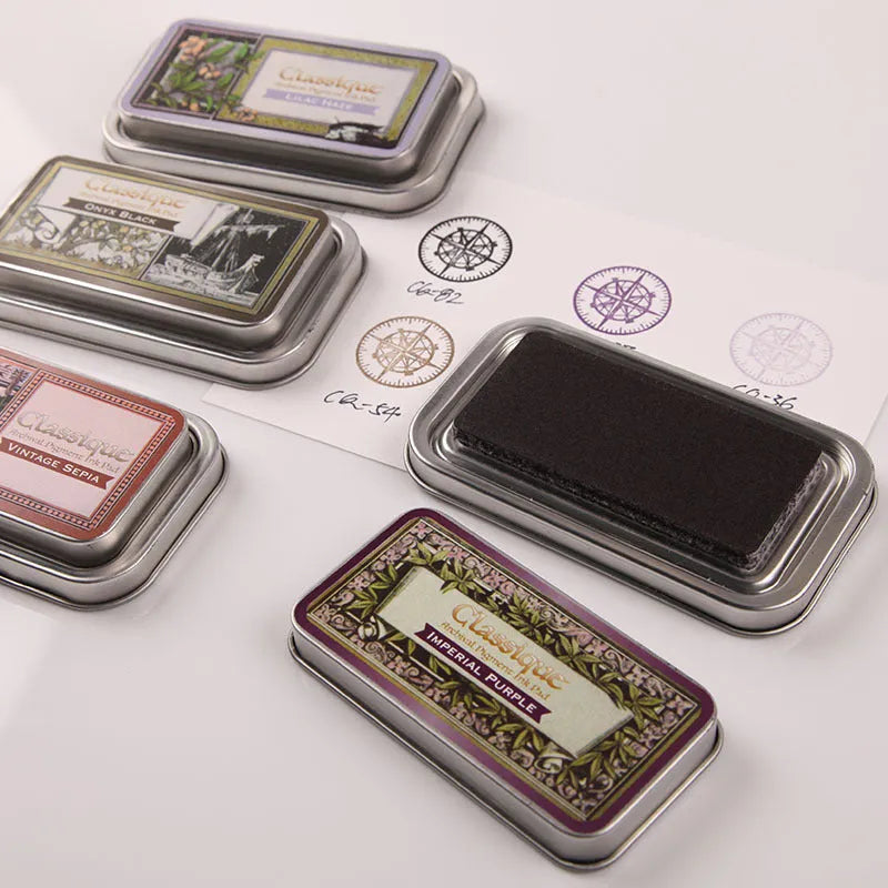 Rectangle oily ink pad for DIY rubber stamps in five colour options.