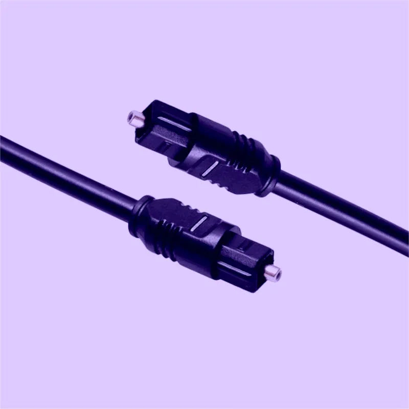 Black Toslink optical audio cable with square connectors and 2 metre length