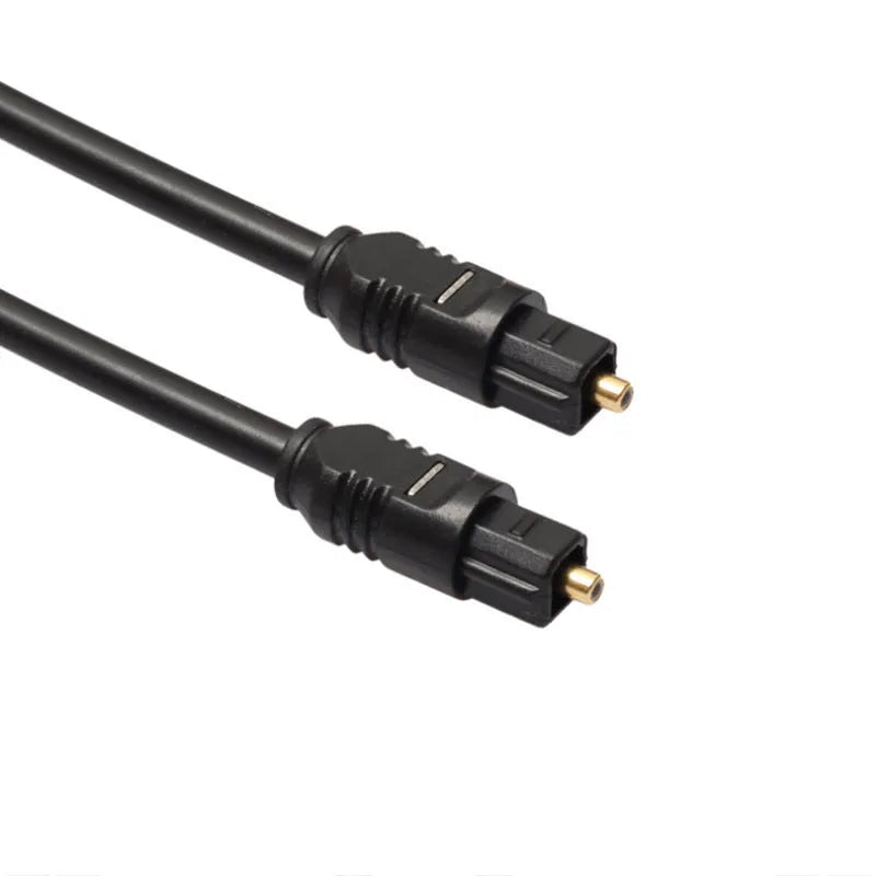 Black Toslink optical audio cable with square connectors and 2 metre length