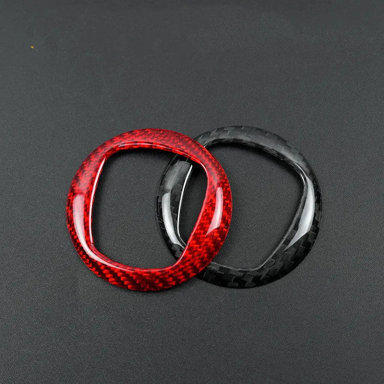 Real dry carbon fibre steering wheel decorative sticker in black or red.