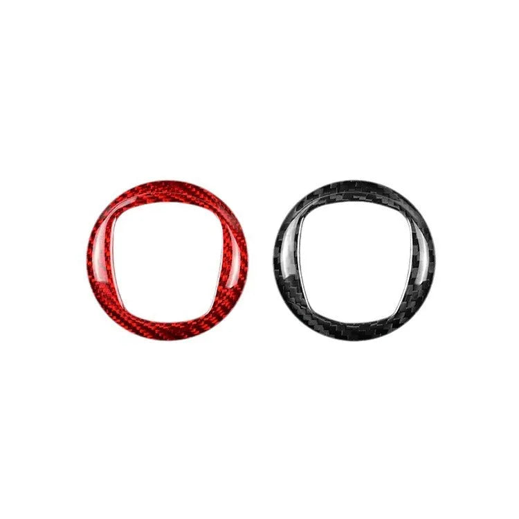 Real dry carbon fibre steering wheel decorative sticker in black or red.