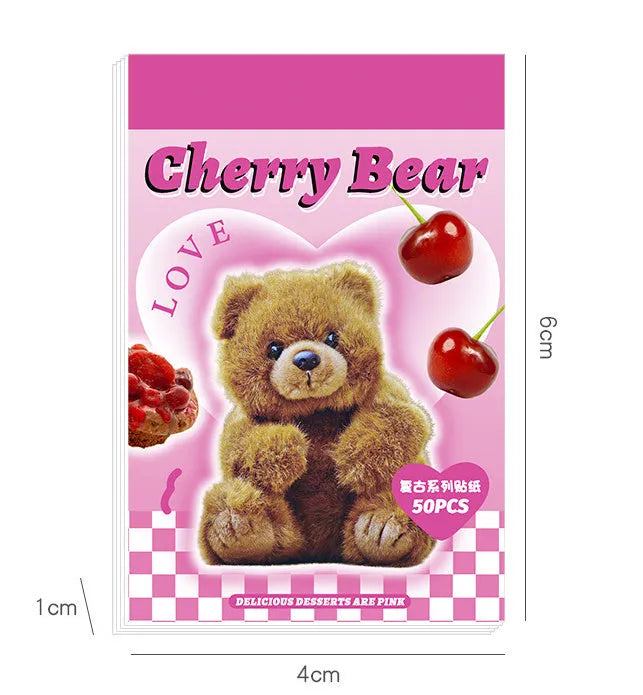 American retro cartoon sticker book showing six colour themes with 4x6cm copper board paper adhesive sheets
