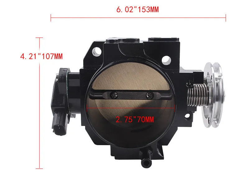 Aluminium throttle body sensor for Honda K20A engine in black or silver finish, 70mm diameter
