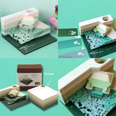 One Piece anime architecture cartoon design sticky notes pad on craft paper, 80mm by 45mm.