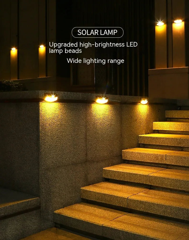 Solar outdoor smiling face wall lamp for garden decoration with IP65 waterproof rating