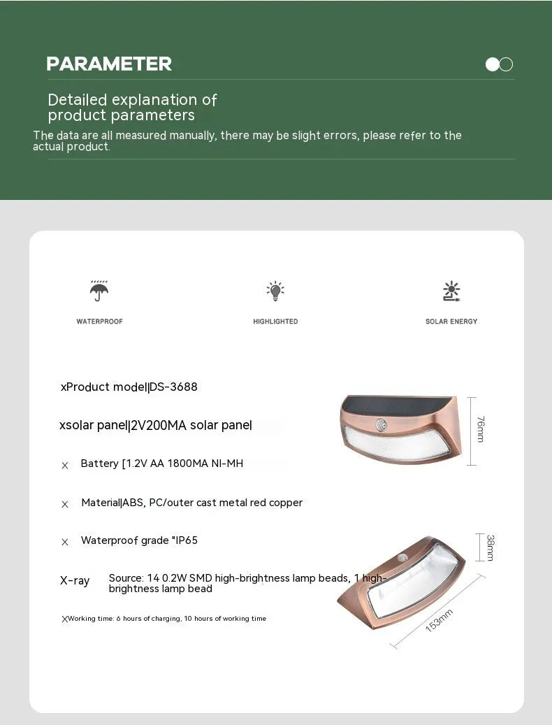 Solar outdoor smiling face wall lamp for garden decoration with IP65 waterproof rating
