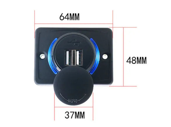Black 12V car USB charger with 3.1A output for automotive modification