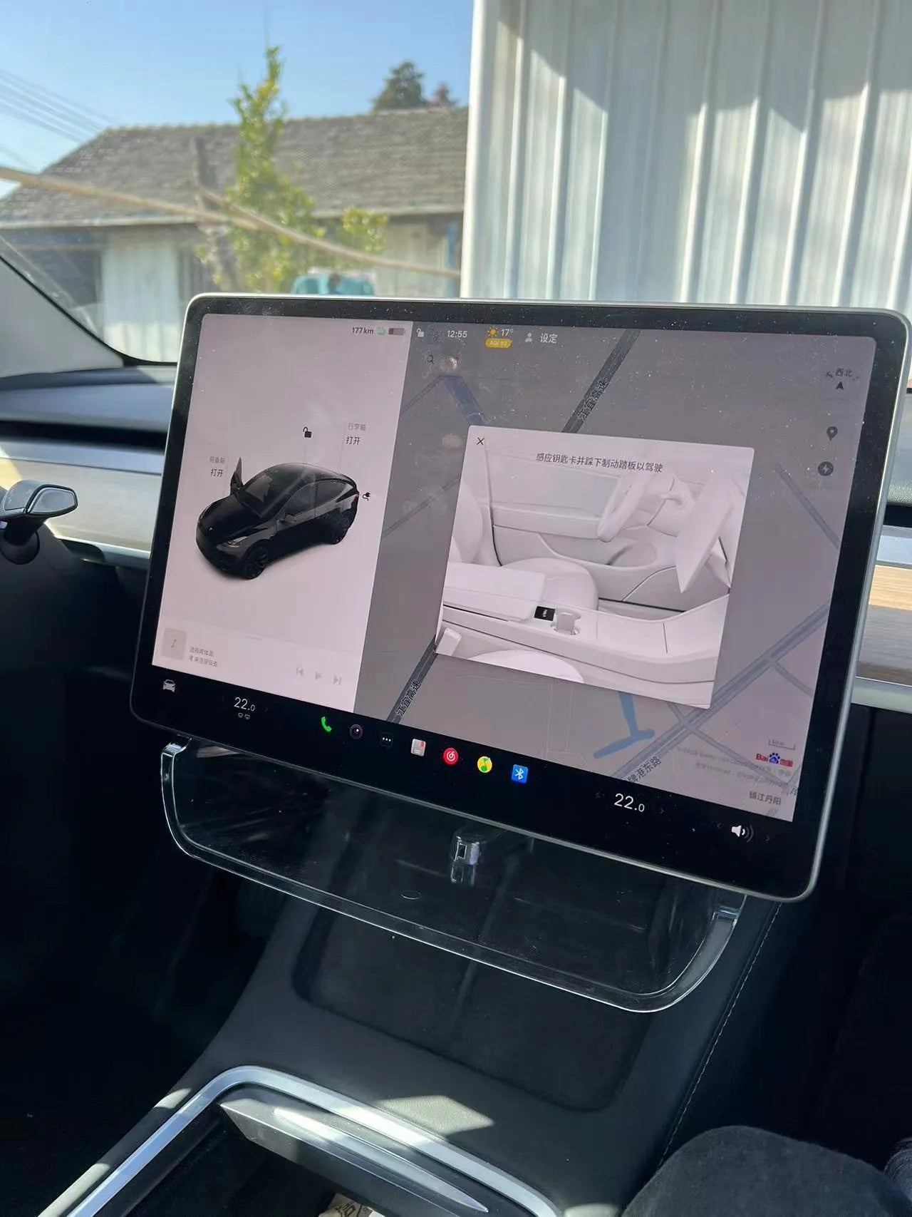Black ABS storage tray for Tesla Model 3 and Y centre console under the touchscreen