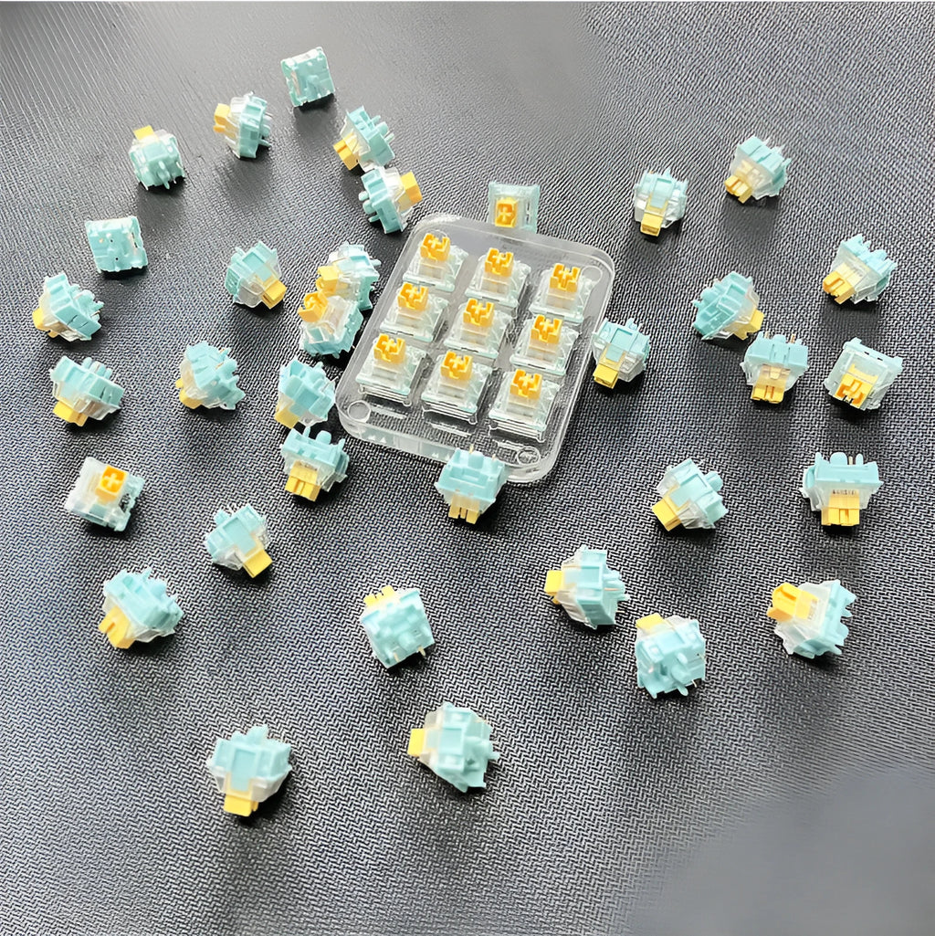 Pack of 36 Sea Salt Lemon PRO Mute coloured mechanical keyboard switches.