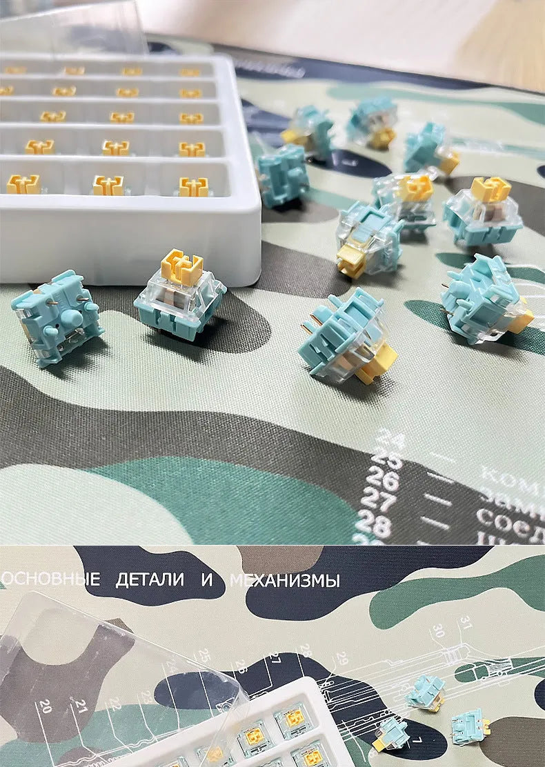 Pack of 36 Sea Salt Lemon PRO Mute coloured mechanical keyboard switches.