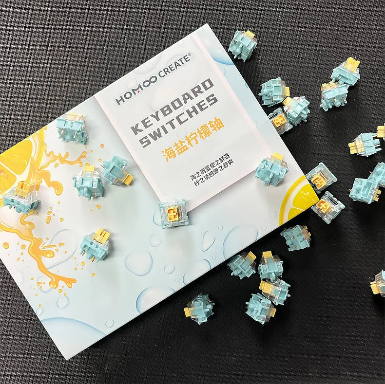 Pack of 36 Sea Salt Lemon PRO Mute coloured mechanical keyboard switches.