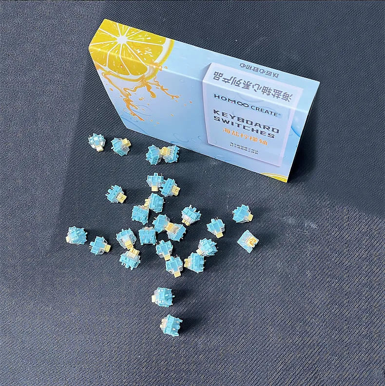 Pack of 36 Sea Salt Lemon PRO Mute coloured mechanical keyboard switches.