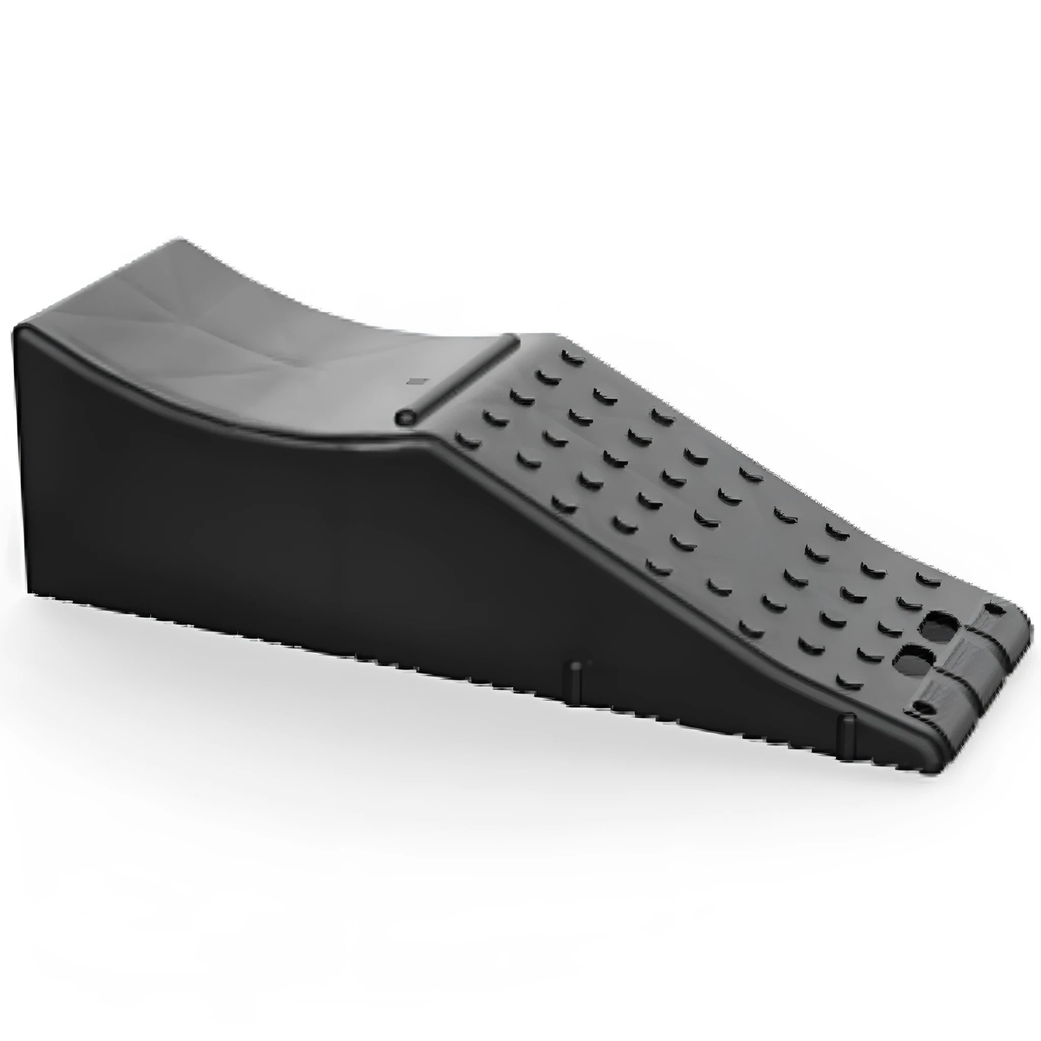 Black rectangular car seat protector pad on a vehicle seat, showing its thick construction and size.