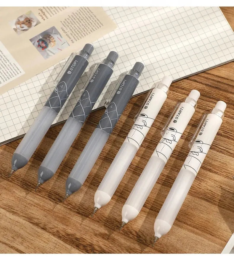 0.5mm automatic pencil with cloud grip plastic holder in white or black minimalist style