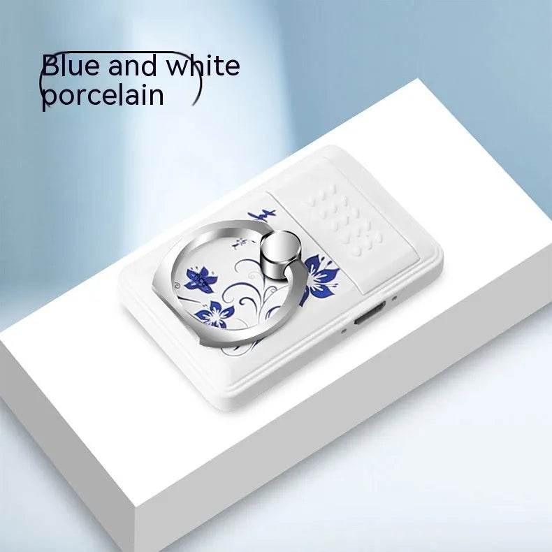 Multi functional portable phone holder cigarette lighter in blue and white porcelain plastic wind resistant