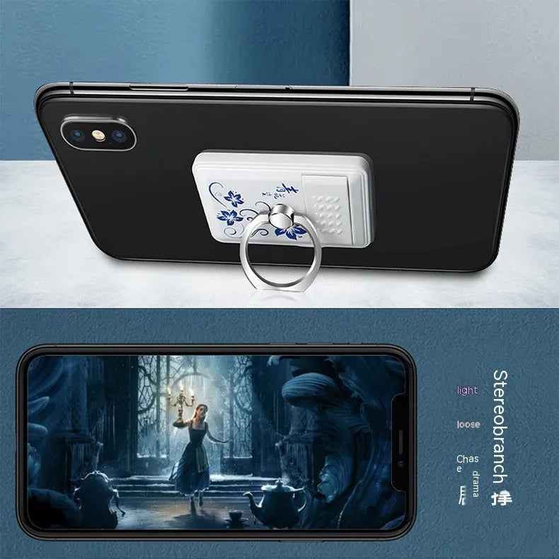 Multi functional portable phone holder cigarette lighter in blue and white porcelain plastic wind resistant