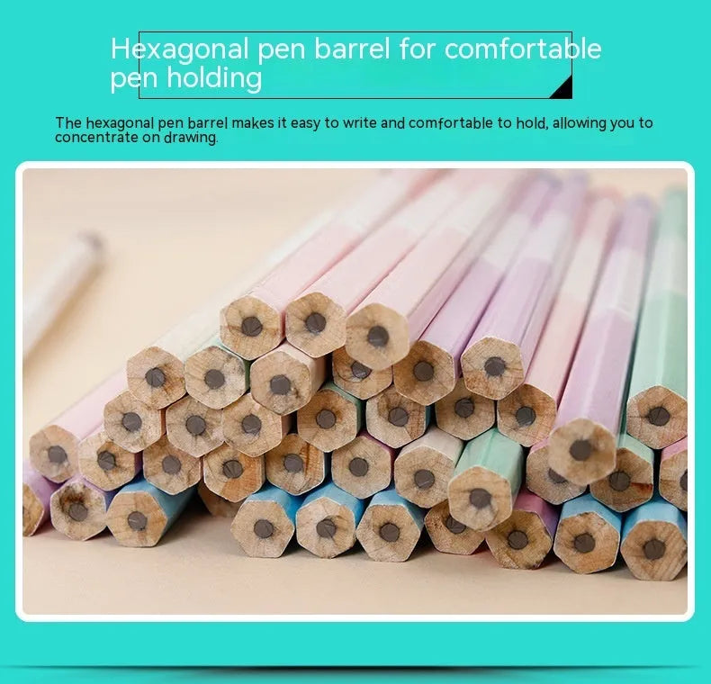 Pack of 50 six-angle Basswood wooden pencils with HB graphite refills