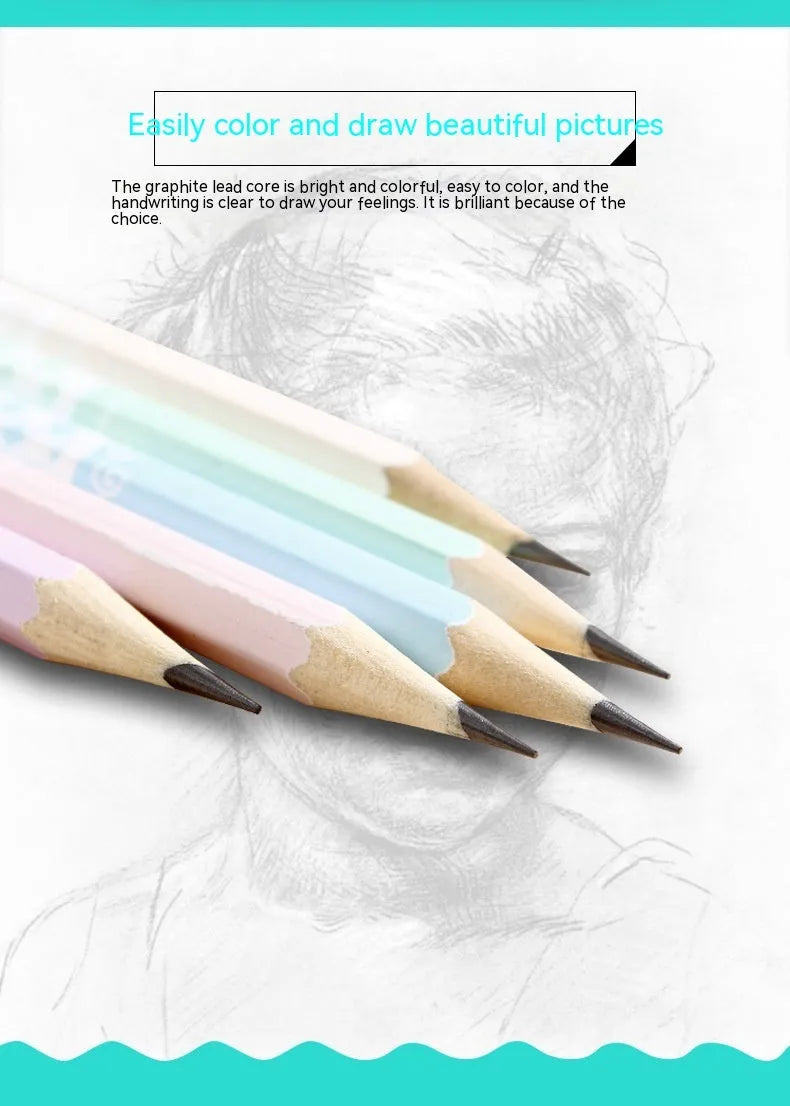 Pack of 50 six-angle Basswood wooden pencils with HB graphite refills