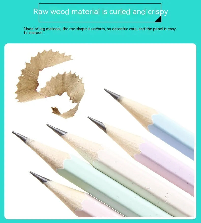 Pack of 50 six-angle Basswood wooden pencils with HB graphite refills