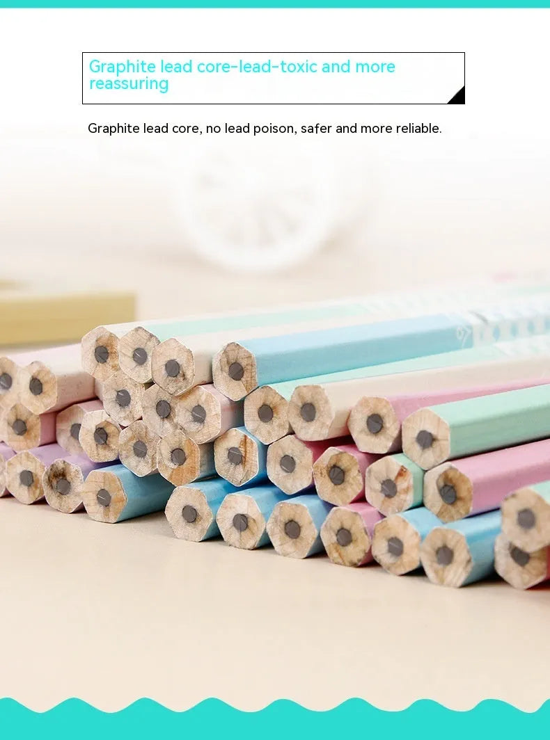 Pack of 50 six-angle Basswood wooden pencils with HB graphite refills