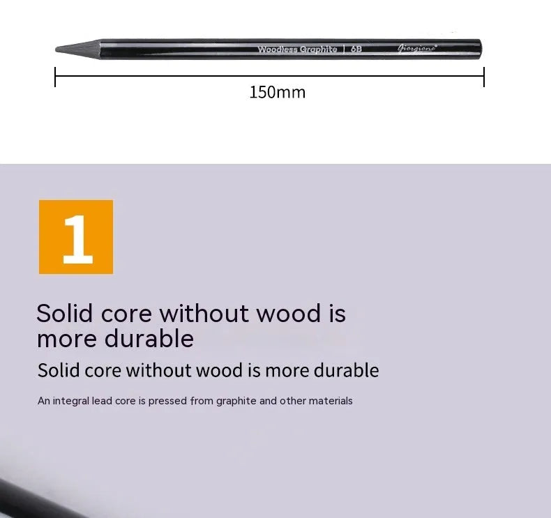Solid graphite and carbonised artist pencil set with wooden shells for drawing and sketching