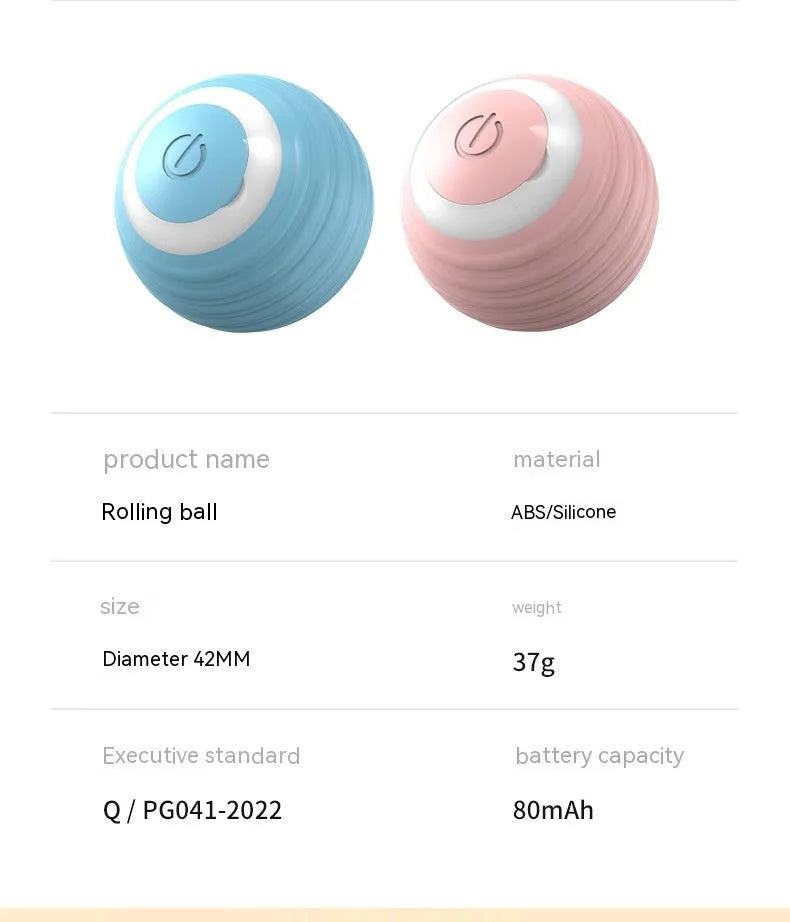 Blue automatic smart cat toy ball with rechargeable moving and bouncing function
