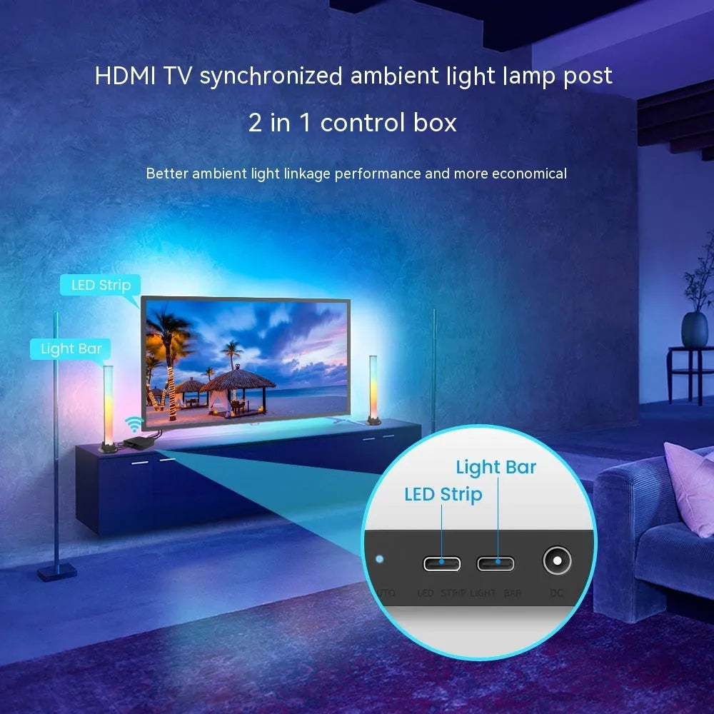 Smart waterproof LED light strip for television backgrounds in three length sets with intelligent control