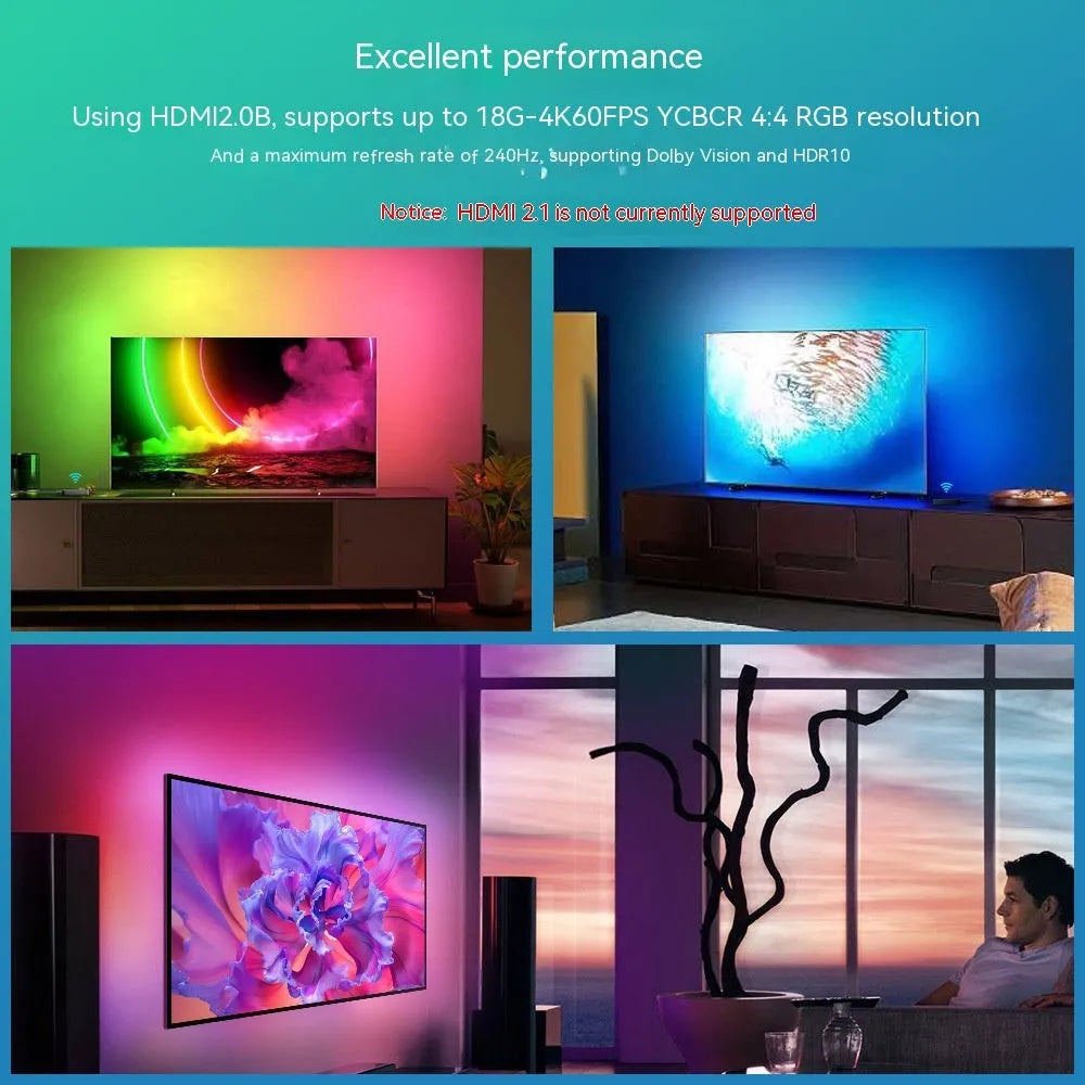 Smart waterproof LED light strip for television backgrounds in three length sets with intelligent control