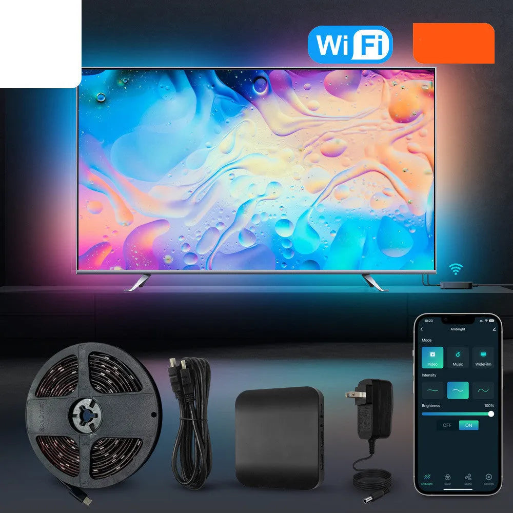 Smart waterproof LED light strip for television backgrounds in three length sets with intelligent control